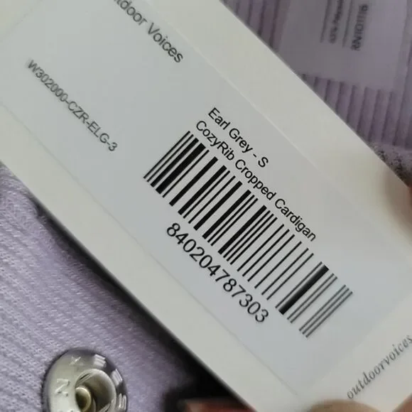 Outdoor Voices, CozyRib Cropped Cardigan, Earl Grey, Size Small - Picture 4 of 7